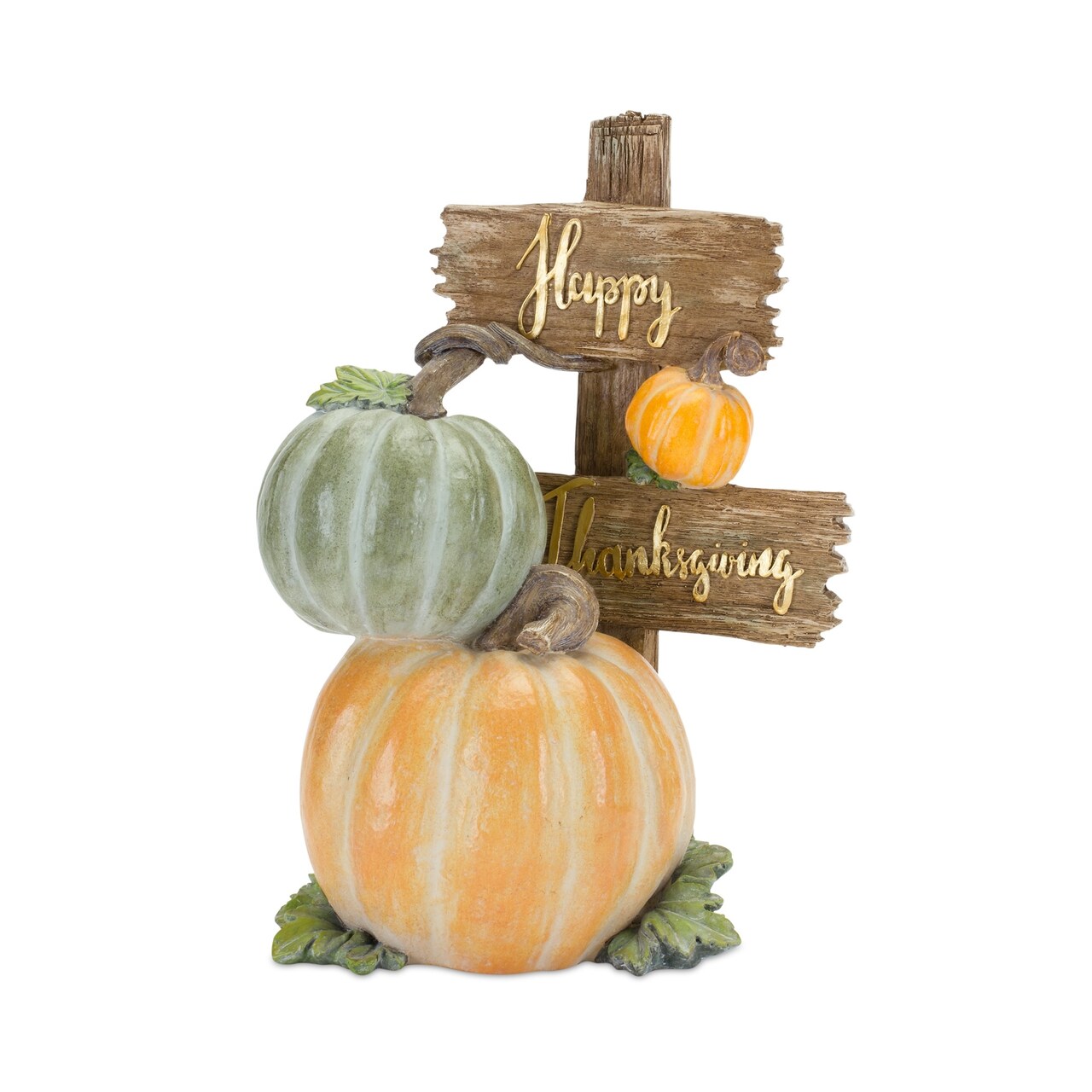 Melrose 12.75" Stacked Pumpkin "Happy Thanksgiving" Tabletop Decoration